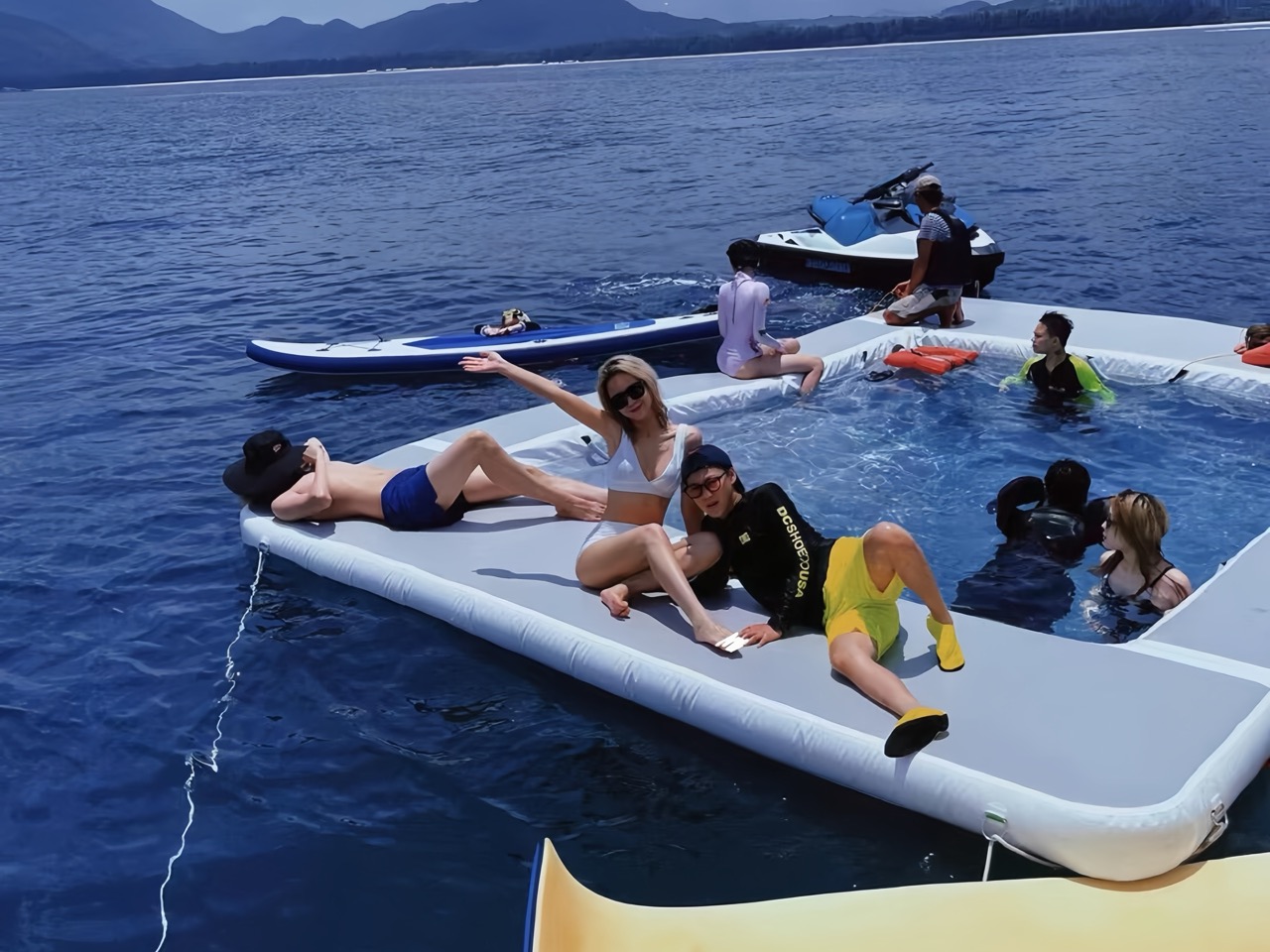 ocean pool with yacht