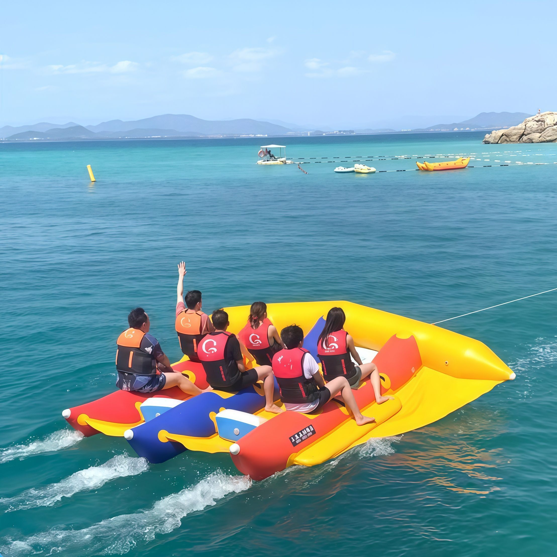 6 Seats Inflatable Flying Fish For Yacht Toys