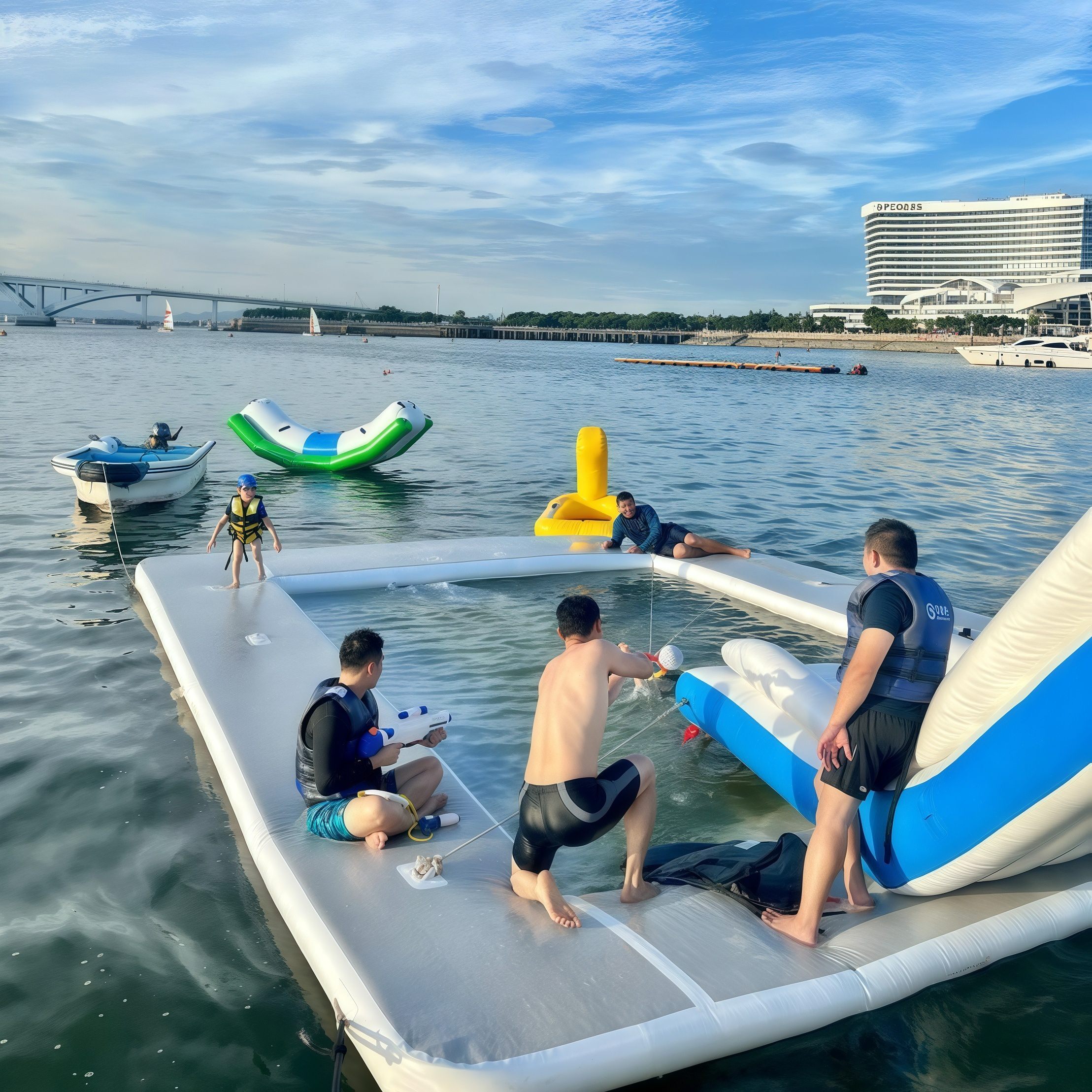 5x5m Inflatable Ocean Yacht Pool With Net